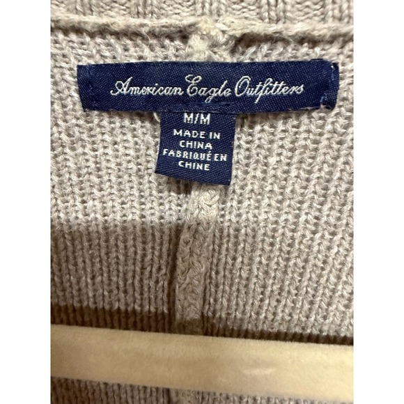 American Eagle Beige Brown Knit Open Front Cardigan Size Medium Cotton Blend - Picture 5 of 6